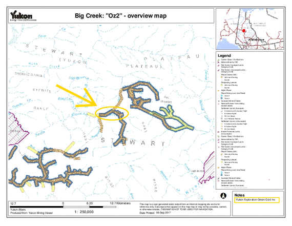 Übersichtskarte der Oz2-Mine am Big Creek