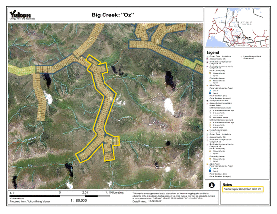 Karte der Oz-Mine am Big Creek
