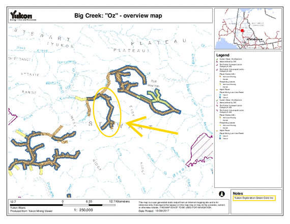 Übersichtskarte der Oz-Mine am Big Creek