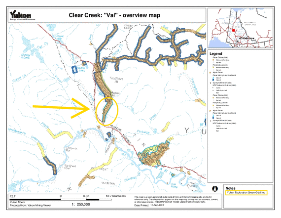 Übersichtskarte Val-Mine am Clear Creek