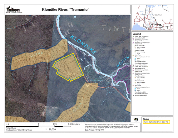 Karte der Tramonto-Mine am Klondike River